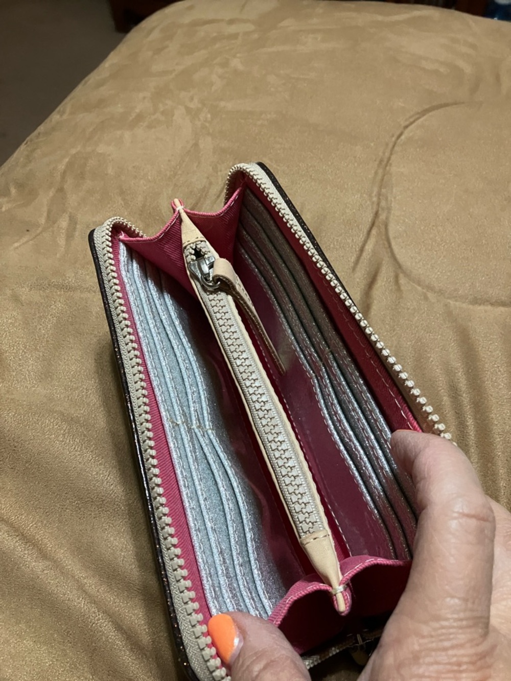 Consuela Dark Brown Glitter Zip Wallet - Picture 2 of 5